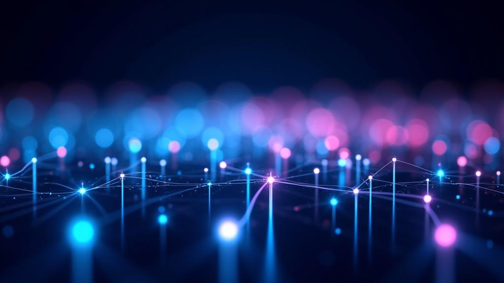 Schéma abstrait de réseau lumineux symbolisant la stratégie et la technologie dans l'optique